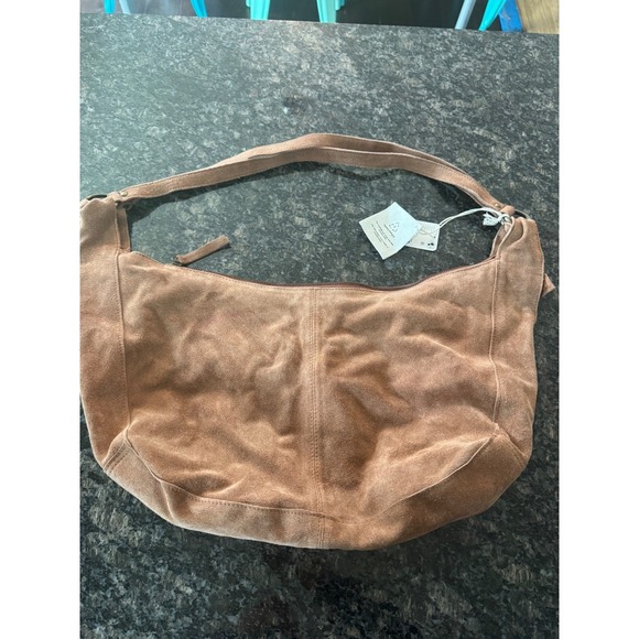 Free People Roma We The Free Slouchy Suede Slingshot Bag Brown Hobo Shoulder Bag - Picture 7 of 11